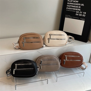Damen Brusttasche Herbst Winter Retro Doppelreißverschluss Gürteltasche modische Umhängetasche