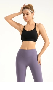 Damen Sport-BH in Schwarz und lila Yoga-Leggings mit hoher Taille für Fitness und Training