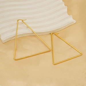 Minimalist gold geometric triangle hoop earrings made of durable stainless steel