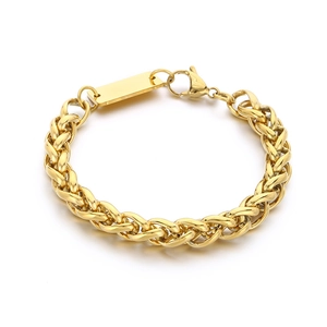 Halskette aus Titanstahl mit quadratischem Anhänger, Goldkette und Karabinerverschluss