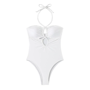Maillot de bain une pièce blanc sexy avec découpes et dos nu au design élégant