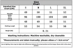 Detailed size chart in CM for off-shoulder long sleeve sweater with washing instructions