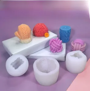Macro shot of 3D knit texture silicone molds for DIY candles and yarn ball cakes