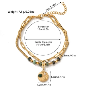 Detailed dimension guide for bohemian double-layer titanium steel bead bracelet