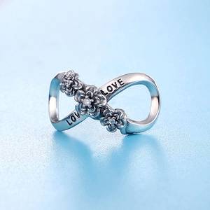 Infinity Flower LOVE Charm Silver Plated Copper Zirconia Beads For DIY Bracelet Necklace Jewelry Making Gift For Her