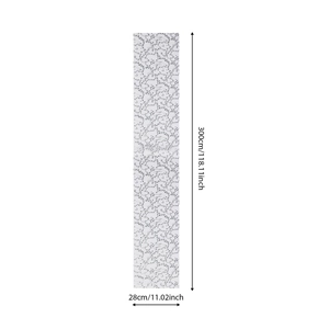 Detailed dimensions of white star pattern mesh table runner, 300cm by 28cm size guide