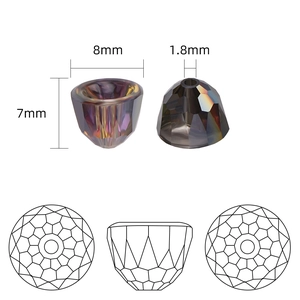Detailed 8mm crystal bell pendant specifications with precise width and hole dimensions