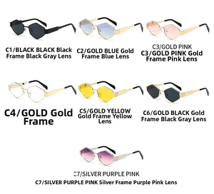 Colección de gafas de sol de metal poligonales con varias opciones de lentes de colores