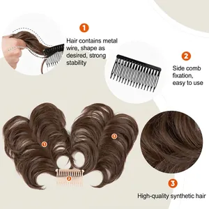 Postiche chignon décoiffé avec fil de fer modelable et peignes latéraux en brun foncé