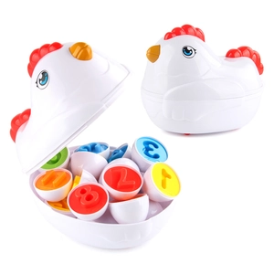 Educational hen-shaped sorting toy with colorful numbered matching eggs for toddlers