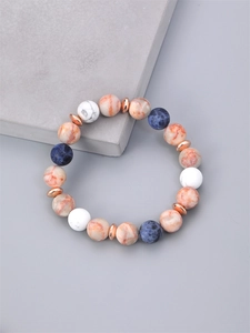 10mm beaded aromatherapy bracelet with marble patterns and rose gold accents
