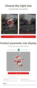 Guide des tailles d'autocollants Père Noël en PVC statique avec impression UV en cinq tailles