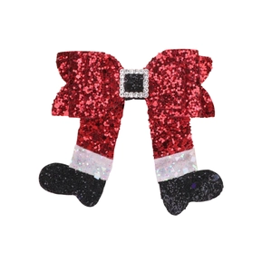 Funkelnde Weihnachts-Schleifen-Haarklammer mit Weihnachtsstiefeln und Pailletten für die Feste