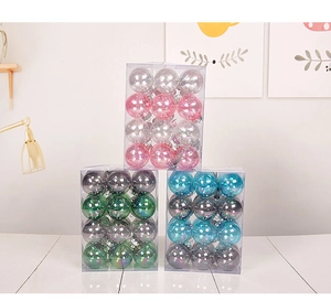 Three boxes of 6cm decorative Christmas balls in assorted glossy plating colors