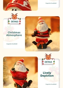 Detailed view of hand-painted resin Santa Claus figurine with festive gift bag base