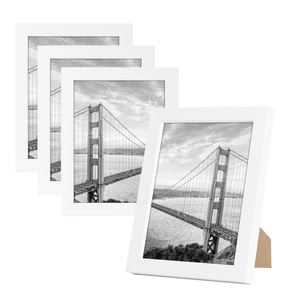 Minimalist white 4-pack photo frame set for wall or desk with Golden Gate prints