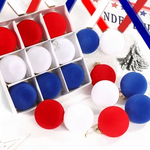 Christmas Balls Ornaments Flocked Velvet Plastic Pendants Holiday Tree Decorations Matte Colorful Hanging Baubles Party Decor