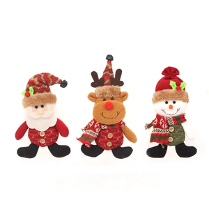 Three-piece Christmas plush doll set with Santa Claus, Reindeer and Snowman for holiday decor