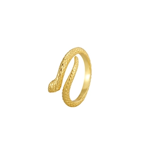 Minimalist S925 sterling silver snake-shaped open ring in gold with realistic textures