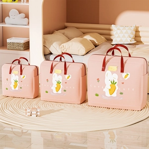 Pink oxford storage bag with rabbit pattern for children quilts and clothes packing