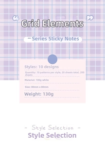 Detailed view of 80x80mm plaid pattern memo pads with material and size specifications