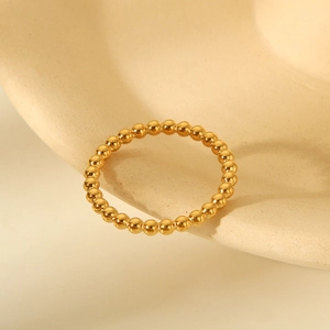 Minimalist Beaded Ball Ring Titanium Stainless Steel High Polished Stackable Waterproof Jewelry For Women