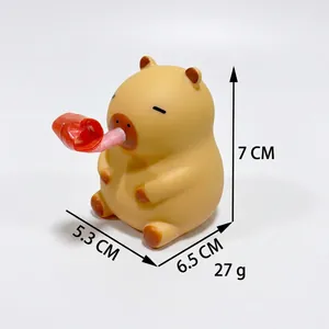 Funny 7cm Capybara squeeze toy with red rolling tongue for stress relief and fun