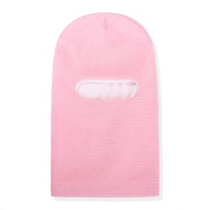 Cagoule bébé rose en maille avec doublure polaire chaude et côtes pour l'hiver