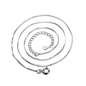 Classic 925 sterling silver box chain necklace with spring ring clasp and S925 engraving