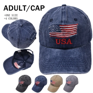 Vintage Washed Cotton Baseball Cap USA Flag Embroidery Adjustable Retro Distressed Sun Hat For Men Women Unisex