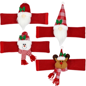 Lot de 4 embrasses de rideaux de Noël avec figurines du Père Noël, bonhomme de neige et cerf