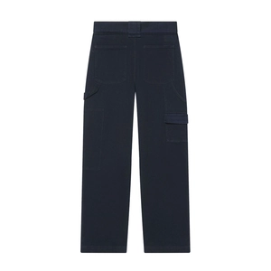 Pantaloni cargo blu scuro con tasche porta attrezzi e cintura vista posteriore