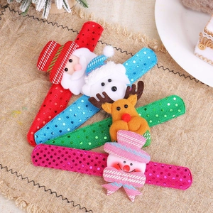 Cute Christmas sequin slap bracelets featuring Santa Snowman and Reindeer characters