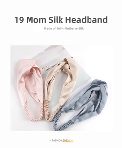 Close-up of 19mm 100% mulberry silk scrunchies in pink, beige and grey blue colors