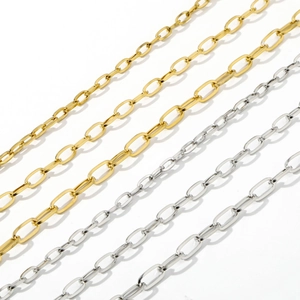 Titanium steel paperclip chain necklace in gold and silver finishes for unisex style