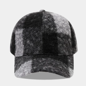 Casquette de baseball en peluche à carreaux classiques avec texture polaire chaude