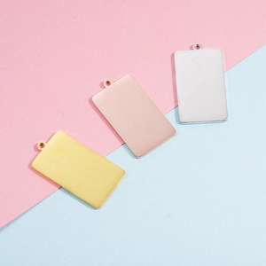 Polished rectangular stainless steel pendants in gold, rose gold, and silver for DIY