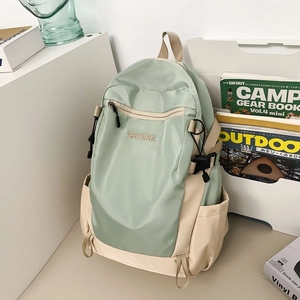 Outdoor cargo backpack in light green and beige with large capacity for travel