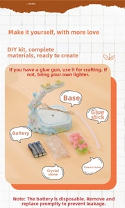DIY Tulip night light kit including base, LED batteries, glue stick and crystals