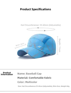 Technical detail of breathable mesh fabric and adjustable strap on the quick-dry sports cap