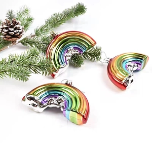 Set of 3 shiny rainbow arch ornaments with metallic finish for Christmas decor