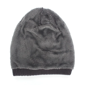 Men's winter dark grey slouchy beanie with warm fleece lining and ribbed knit cuff