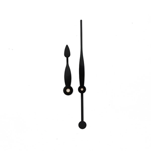 Set of minimalist matte black metal clock hands with sleek spade and sword design