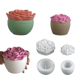 Pfingstrose Kamelie Blumendeckel Gefäß Silikonform Runde Aufbewahrungsbox DIY Epoxidharz Gips Kerze Bastelwerkzeug
