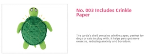 Detail of plush turtle dog toy featuring textured green fabric and built-in squeaker paper