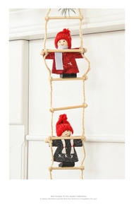 Felt Santa Claus figurines on rope ladder decoration for Christmas tree and festive home decor