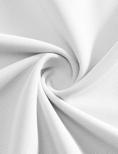 Vue macro de la texture du tissu en maille nid d'abeille blanc pour polo homme