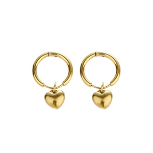 Elegant gold heart earrings with minimalist polished stainless steel hoops for women