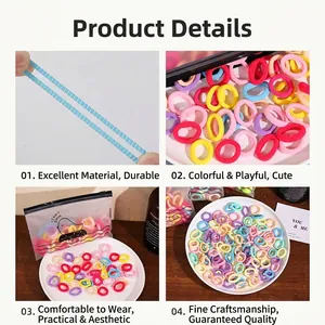 Elastic colorful hair ties set for kids in portable frosted storage bag with duck pattern