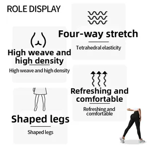 Detail of high-density seamless yoga pants showing 4-way stretch and breathable fabric texture